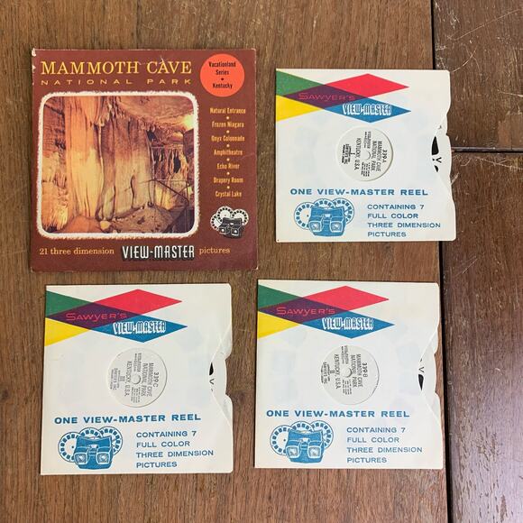 View-Master 1955 Mammoth Cave National Park Kentucky 3 reels‎ & original packet - Picture 1 of 6